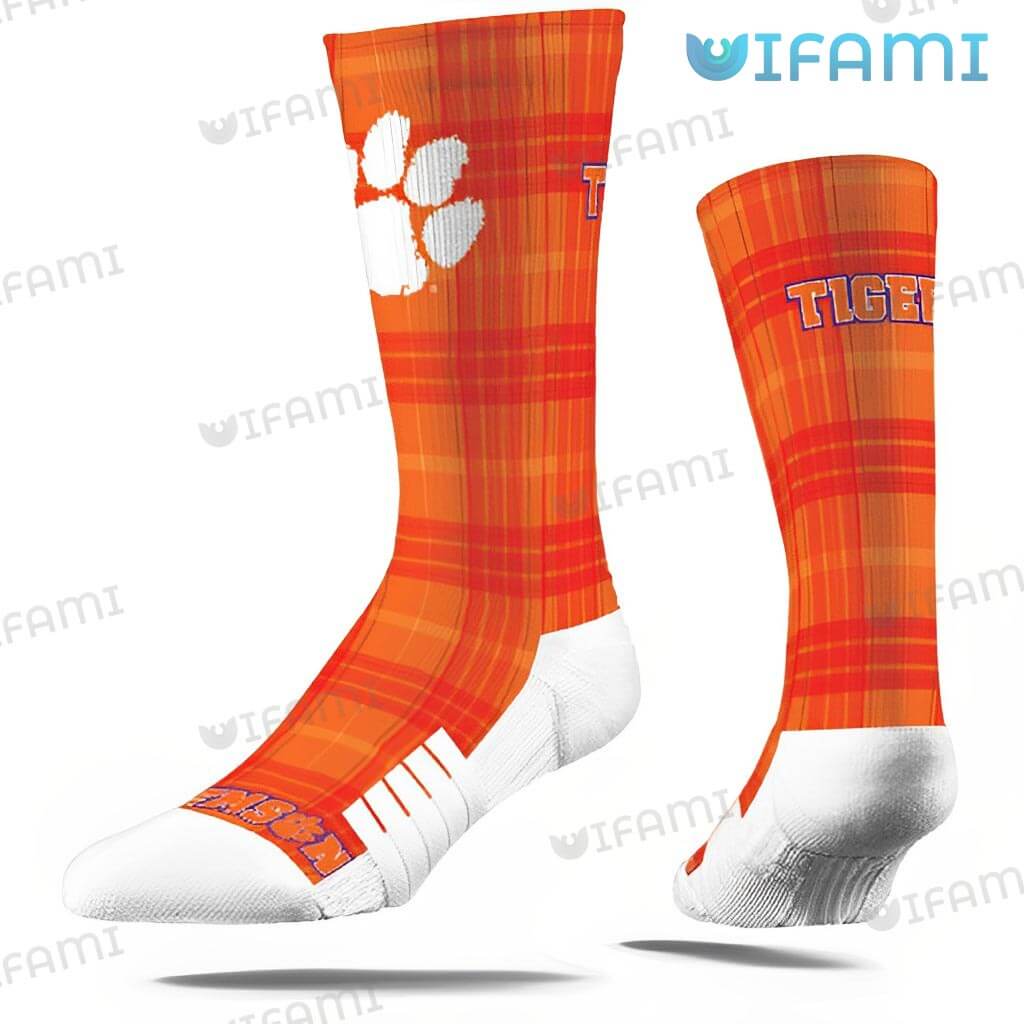 Cute Clemson Socks Collegiate Plaid Clemson Tigers Gift