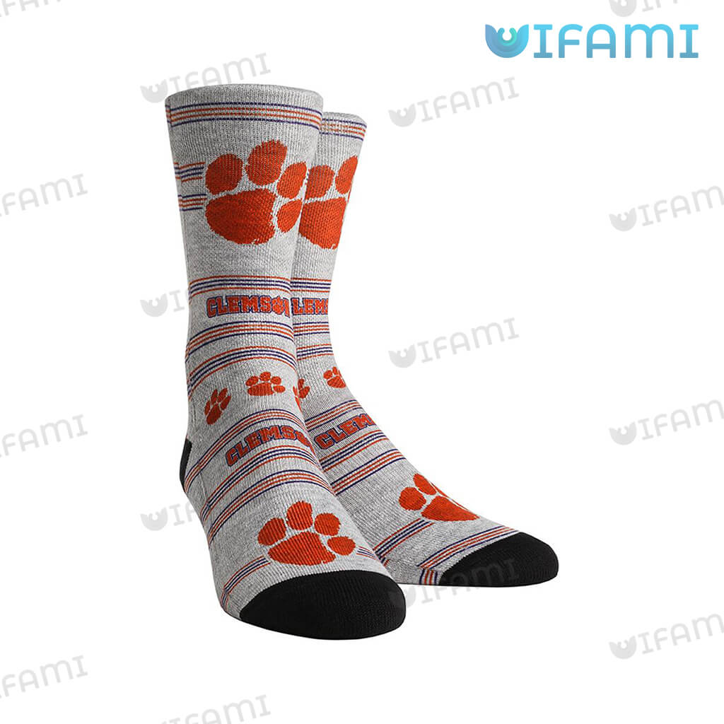 Simple Clemson Logo Line Pattern Socks Clemson Tigers Gift