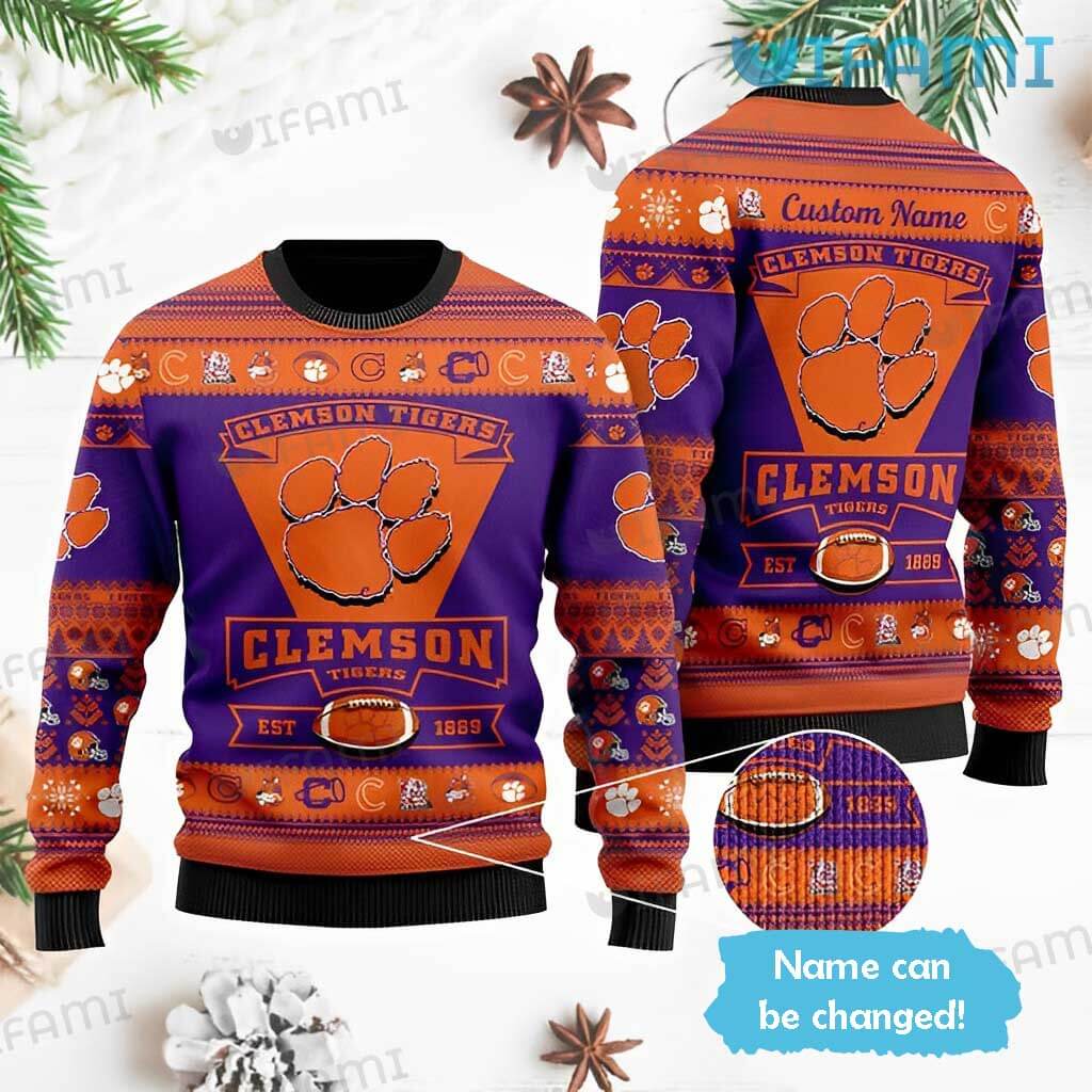 Custom NameClemson Mascot Logo Sweater Clemson Tigers Gift