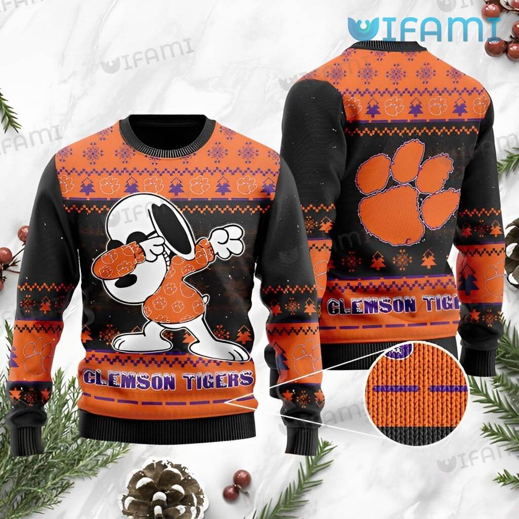 Classic Clemson Snoopy Dabbing Christmas Sweater  Clemson Tigers Gift