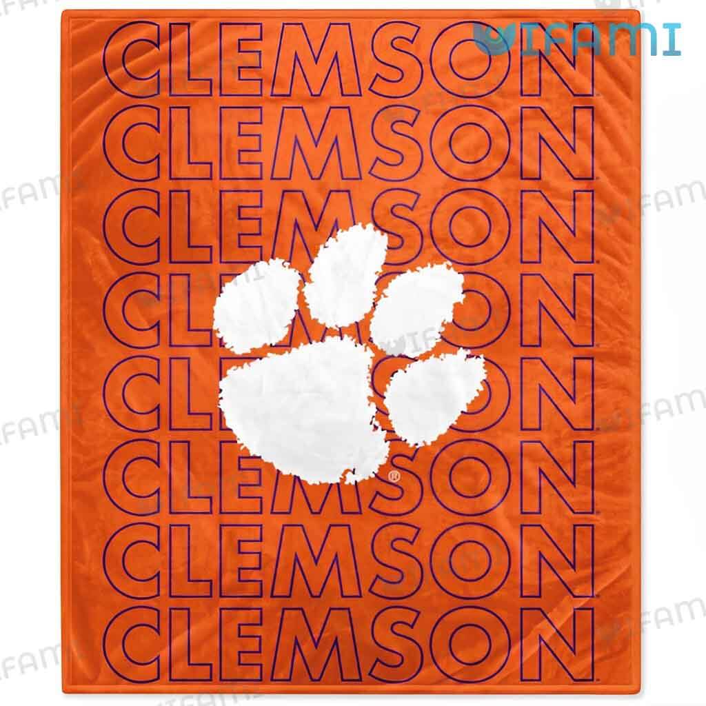 Cute Clemson Tigers Text Patterns  Blanket Clemson Gift
