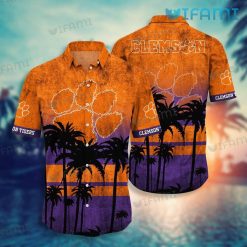 Clemson Tigers Hawaiian Shirt Coconut Tree Beach Clemson Gift
