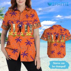 Clemson Tigers Hawaiian Shirt Custom Name Clemson Gift Girl Model