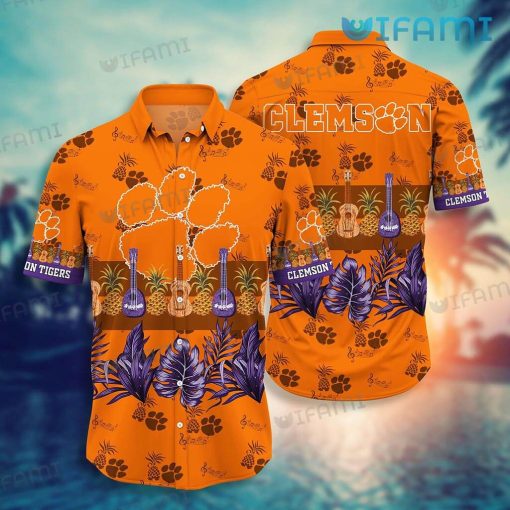 Clemson Tigers Hawaiian Shirt Guitar Music Clemson Gift