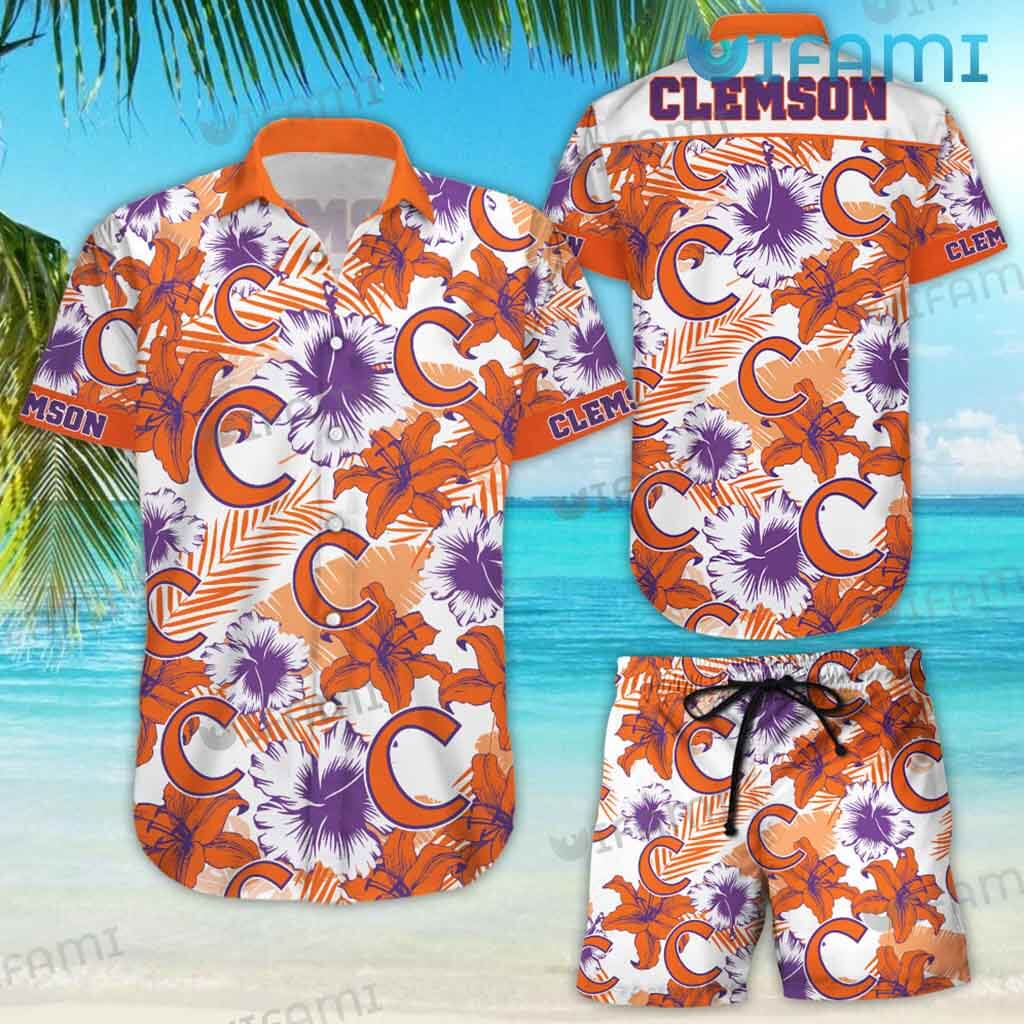 Special Clemson Tigers Hibiscus Palm Hawaiian Shirt Clemson Gift