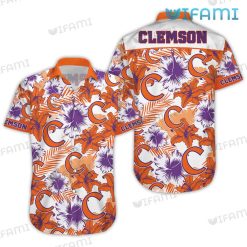 Clemson Tigers Hawaiian Shirt Hibiscus Palm Clemson Tigers Gift