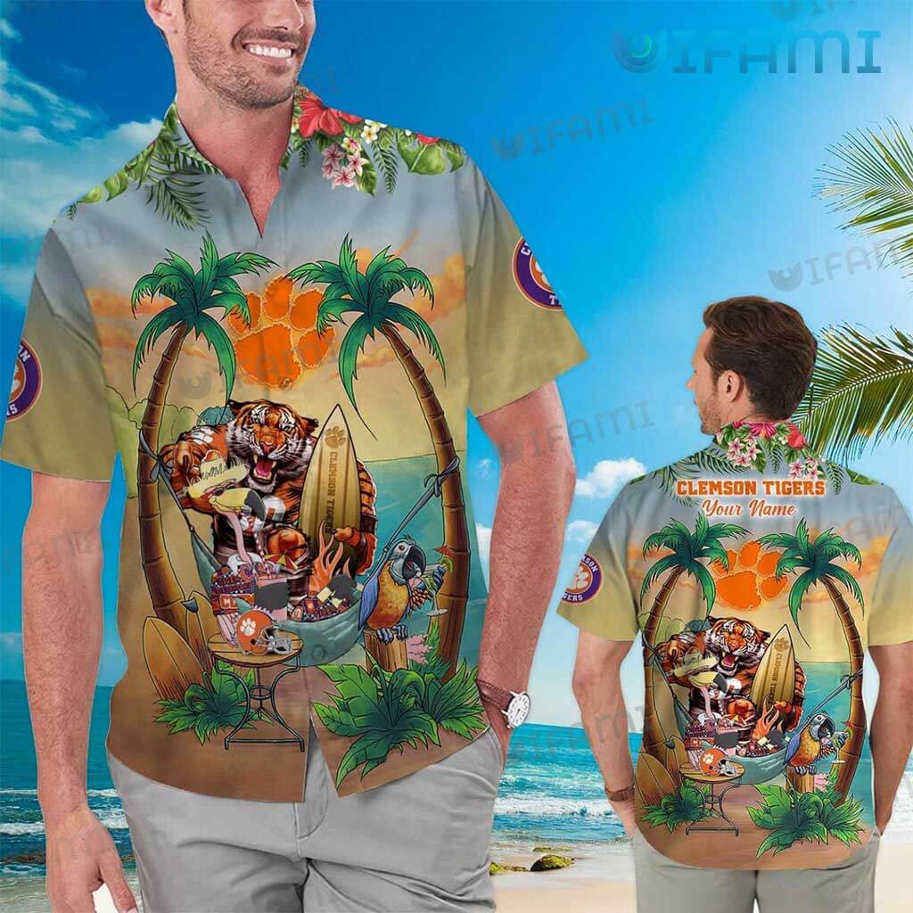 Clemson Tigers Hawaiian Shirt Mascot Custom Name Clemson Gift