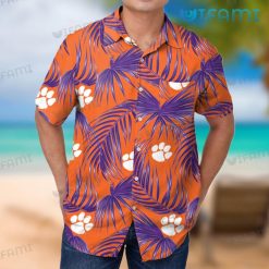 Clemson Tigers Hawaiian Shirt Palm Leaves Clemson Gift Front