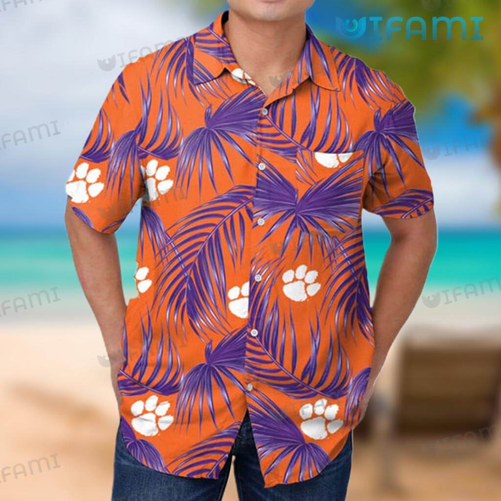Funny Clemson Tigers Palm Leaves Hawaiian Shirt Clemson Gift