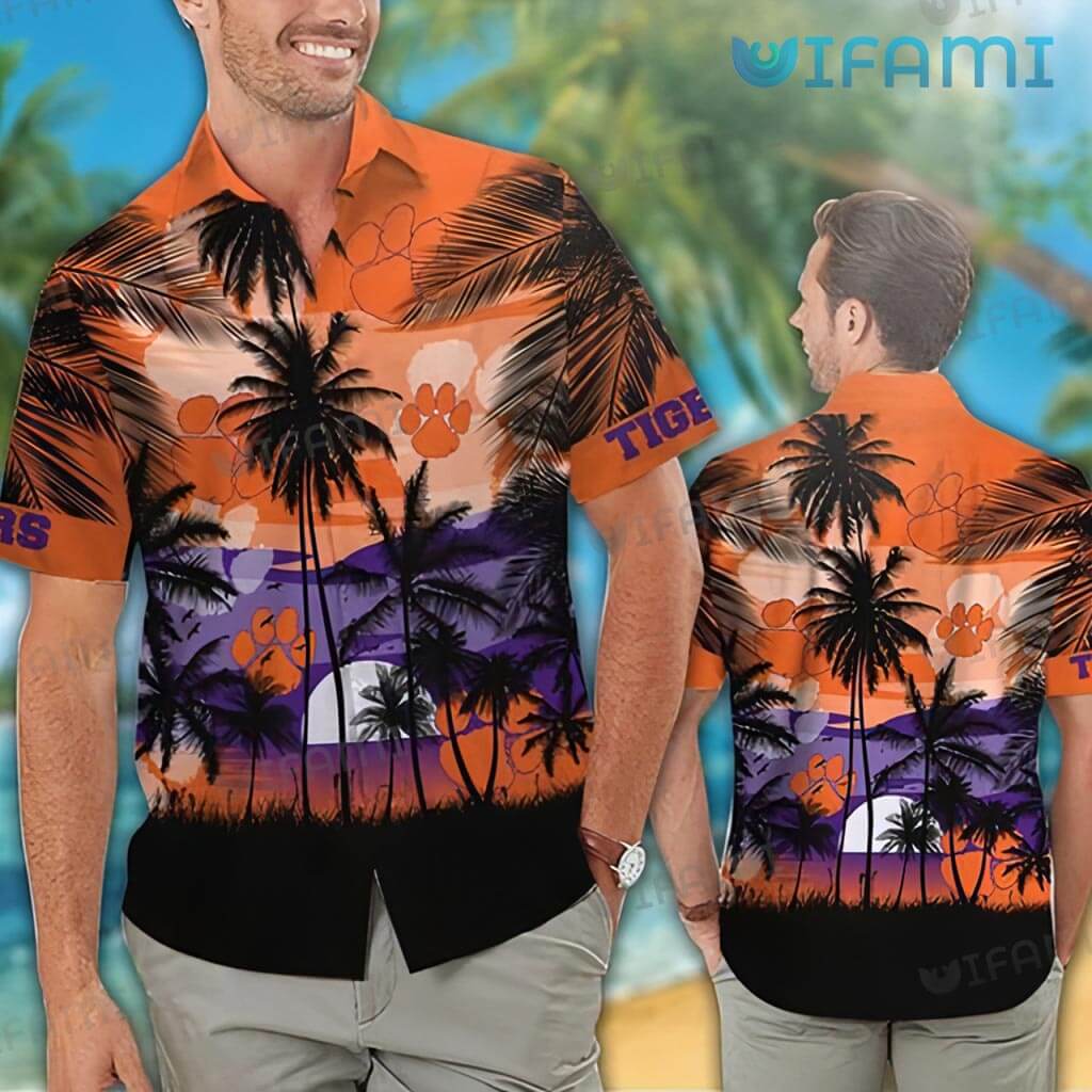 Perfect Clemson Tigers Sea Sunset Hawaiian Shirt Clemson Gift