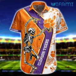 Clemson Tigers Hawaiian Shirt Skeleton Dancing Clemson Gift Front