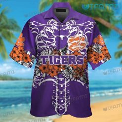 Clemson Tigers Hawaiian Shirt Skeleton Tropical Clemson Gift Front