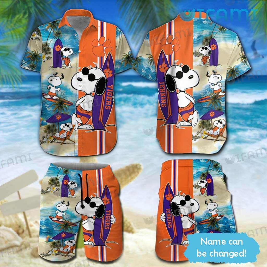 Custom Name Clemson Tigers Snoopy Hawaiian Shirt   Clemson Gift