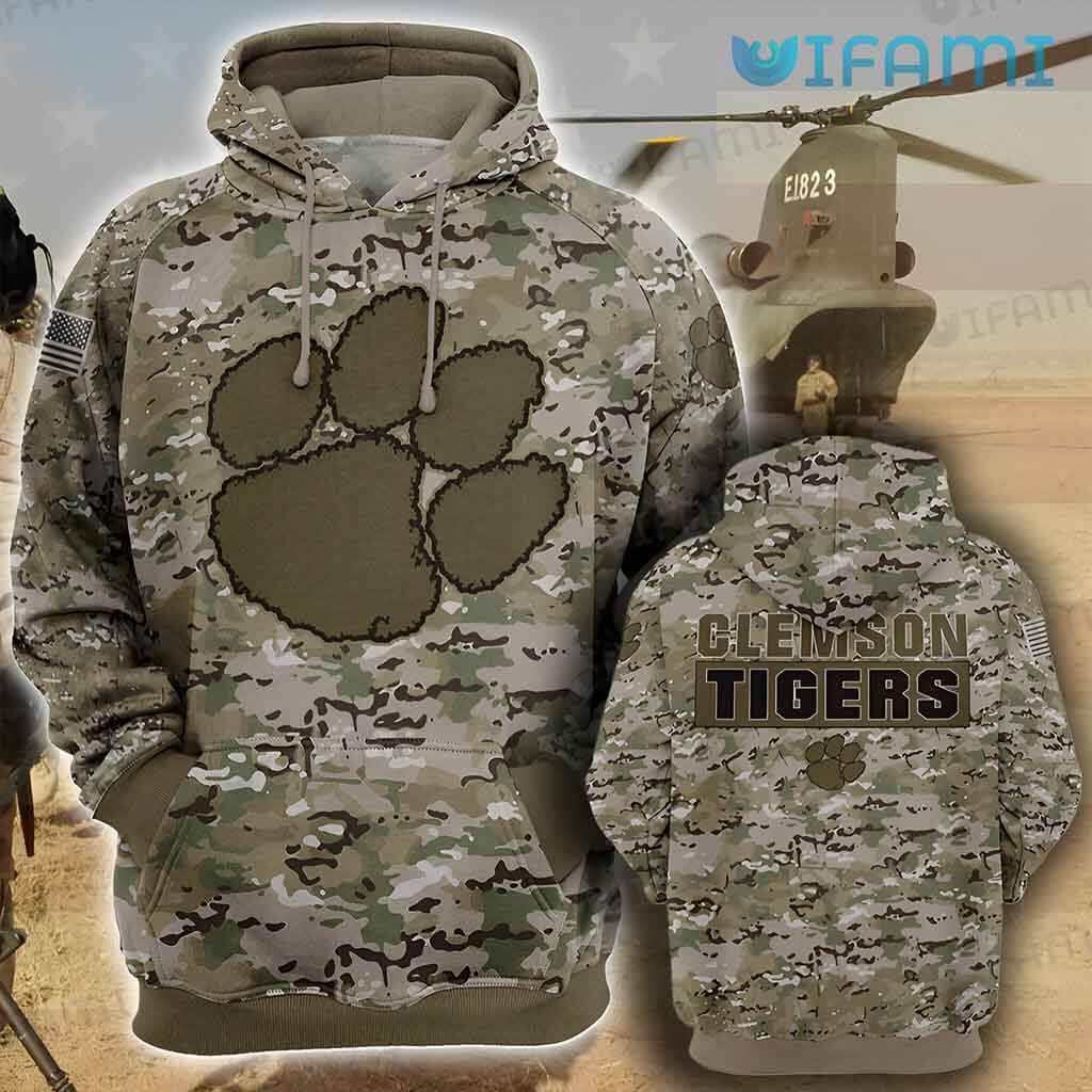 Awesome Clemson Tigers 3D Army Camo Hoodie Clemson Gift