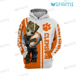 Clemson Tigers Hoodie 3D Baby Groot With Ball Clemson Gift Front