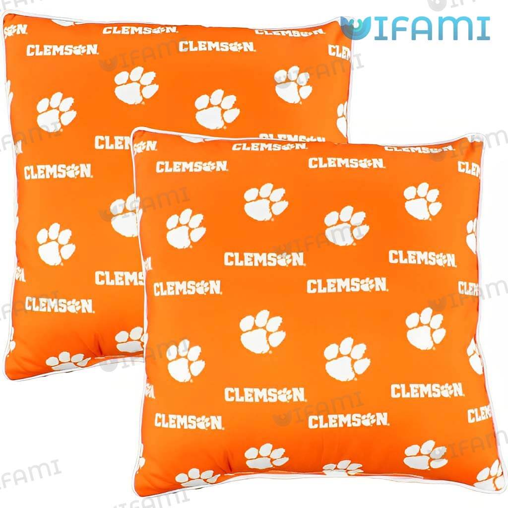 Great Clemson Tigers Logo Pattern Pillow Clemson Gift