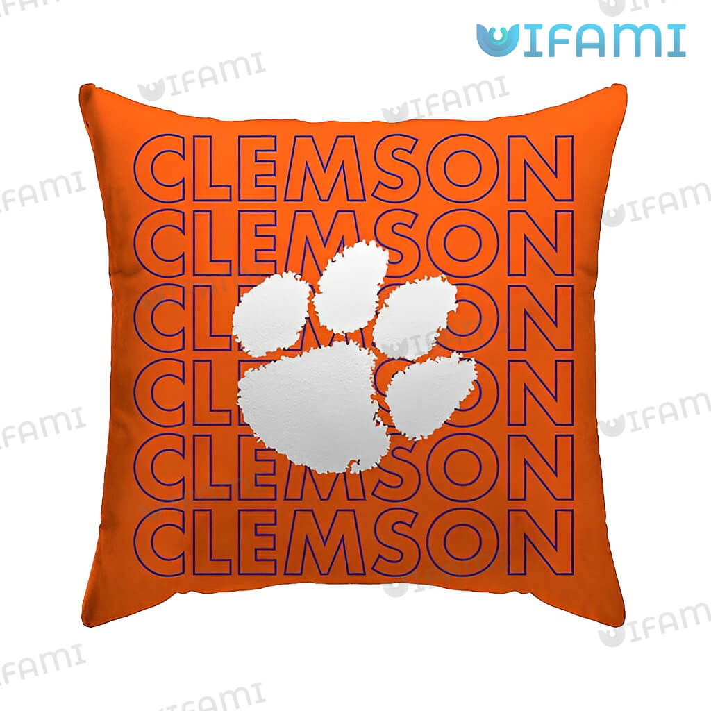 Orange Clemson Tigers Text Patterns Pillow Clemson Gift