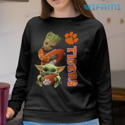 Clemson Tigers Shirt Baby Yoda Groot Hug Clemson Tigers Sweatshirt