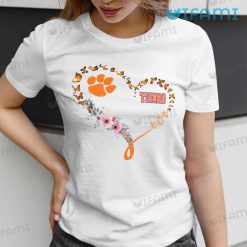 Clemson Tigers Shirt Butterfly Flower Heart Gift