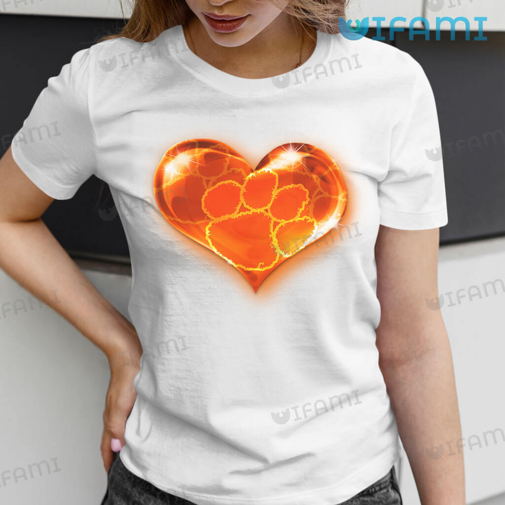 Cute Clemson Tigers Clemson Logo In Heart 
Shirt Gift