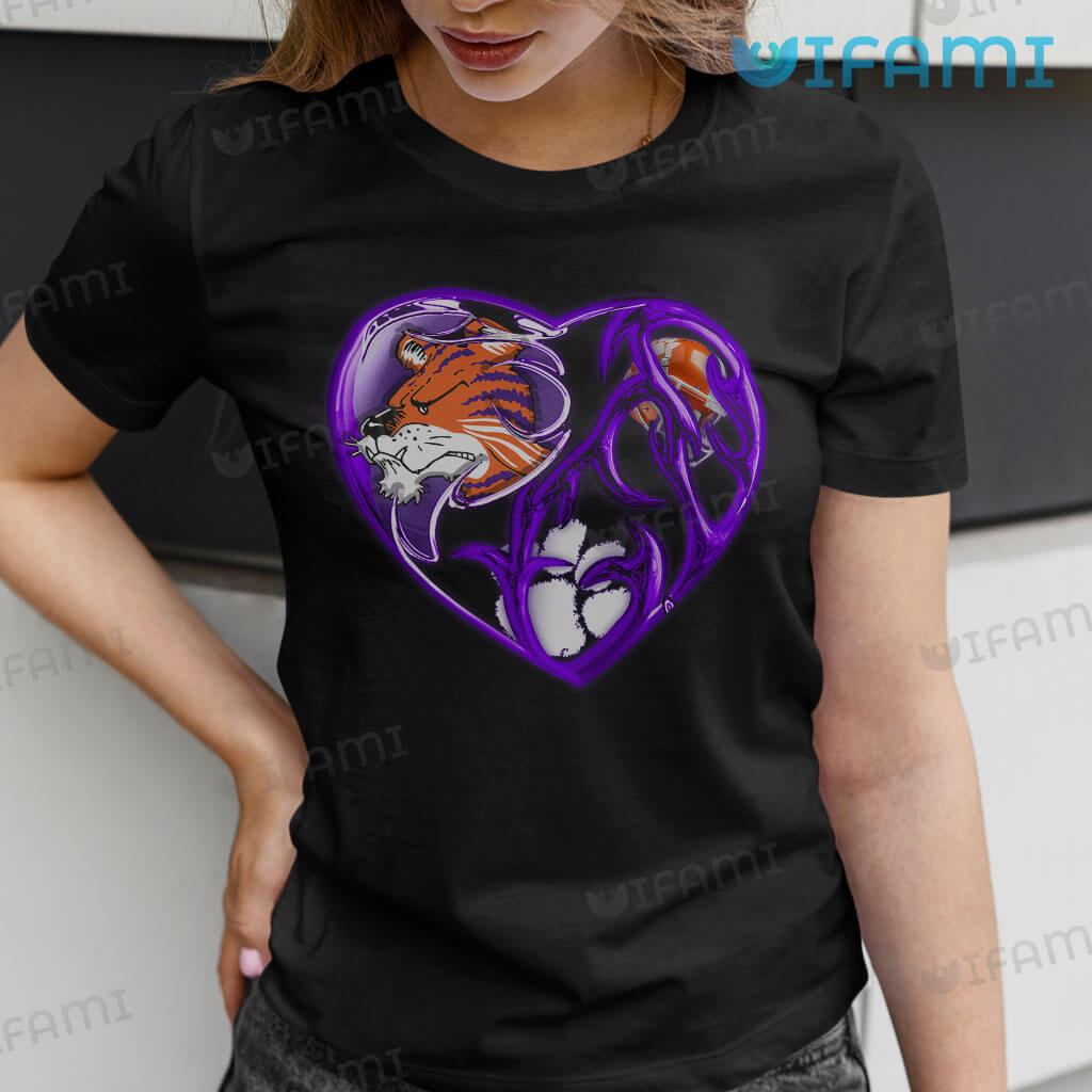 Adorable Clemson Tigers Mascot Logo Heart Shirt  Gift