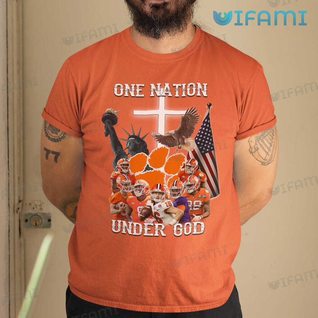 Orange Clemson Tigers Shirt One Nation Under God Gift