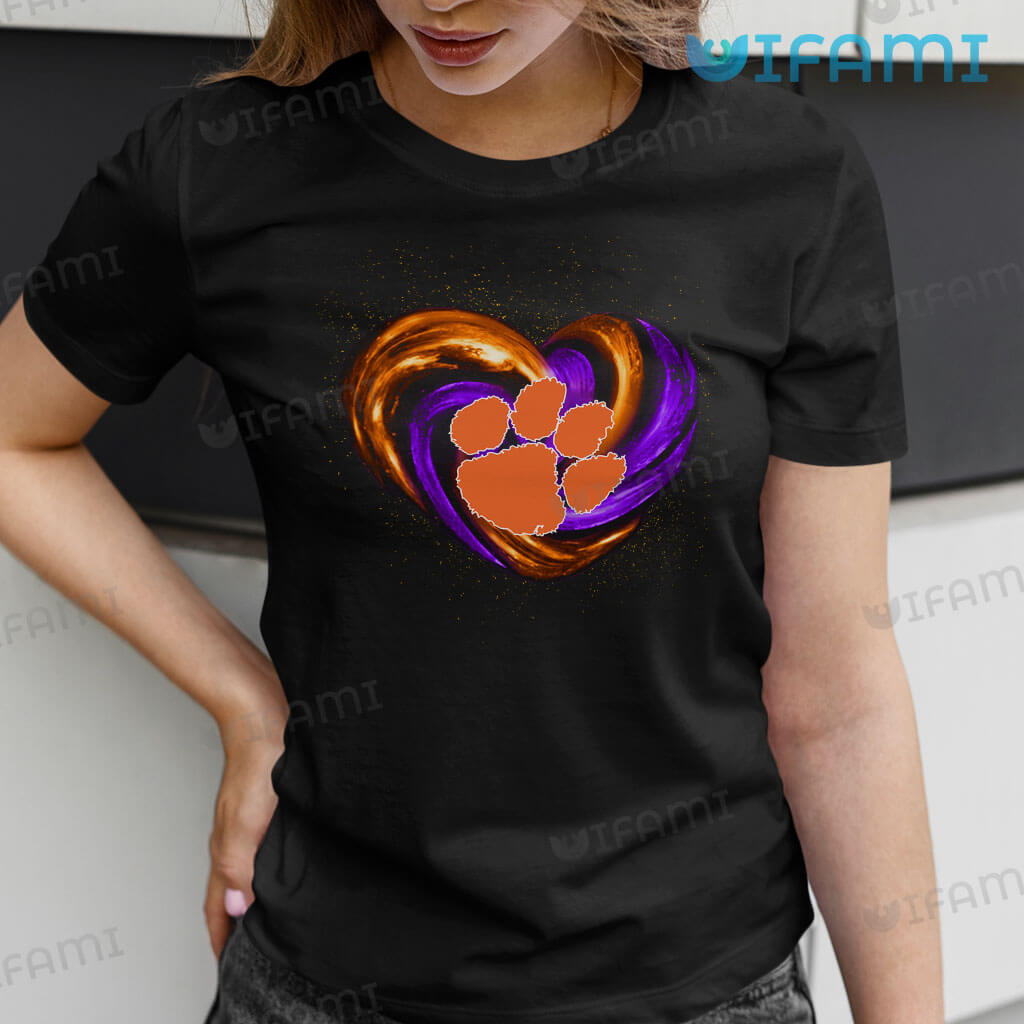 Great Orange Purple 
Clemson Tigers Shirt Heart Gift