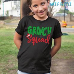 Grinch Squad Shirt Red Santa Hat Christmas Kid Tshirt