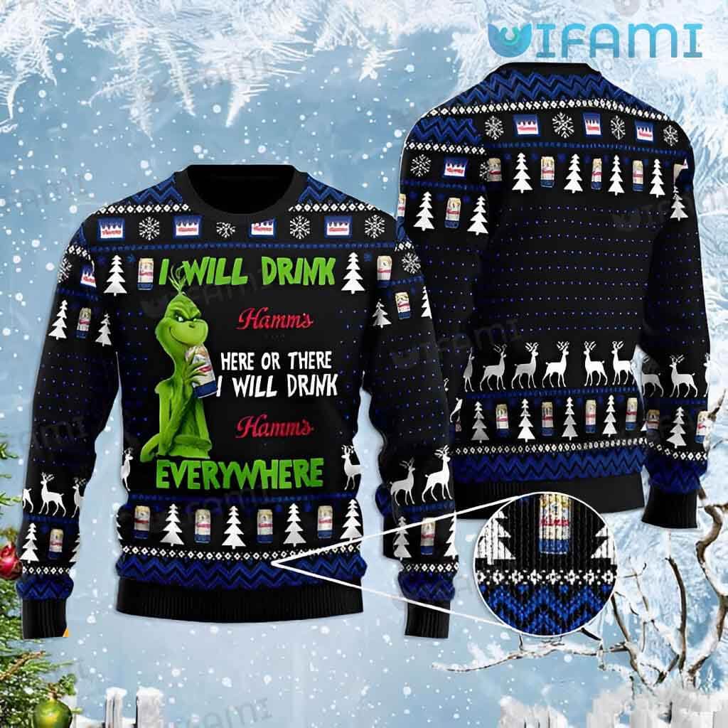 Hamms Beer Ugly Sweater Grinch I Will Drink Hamm’s Gift For Beer Lovers
