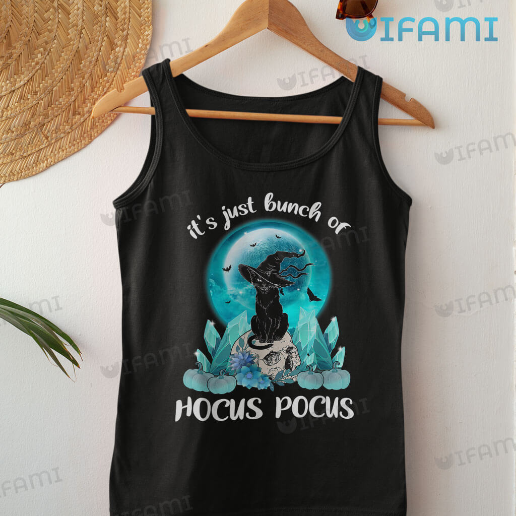 Its Just a Bunch of Hocus Pocus Cat Skull Shirt Vintage Halloween Tank Top