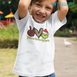 Peace Love Grinch Buffalo Leopard Pattern Shirt Christmas Kid Tshirt