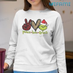Peace Love Grinch Buffalo Leopard Pattern Shirt Christmas Sweatshirt