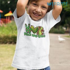 Peace Love Grinch Leopard Pattern Shirt Xmas Kid Tshirt
