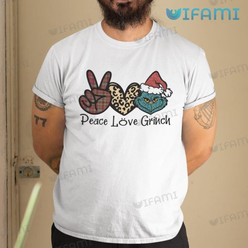 Peace Love Grinch Plaid Leopard Pattern Shirt Christmas Gift