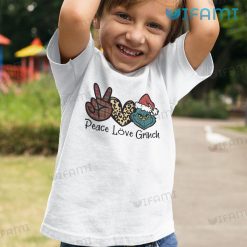 Peace Love Grinch Plaid Leopard Pattern Shirt Christmas Kid Tshirt