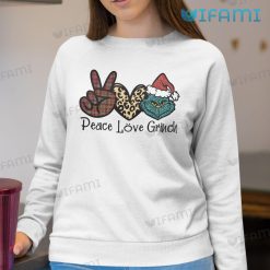 Peace Love Grinch Plaid Leopard Pattern Shirt Christmas Sweatshirt