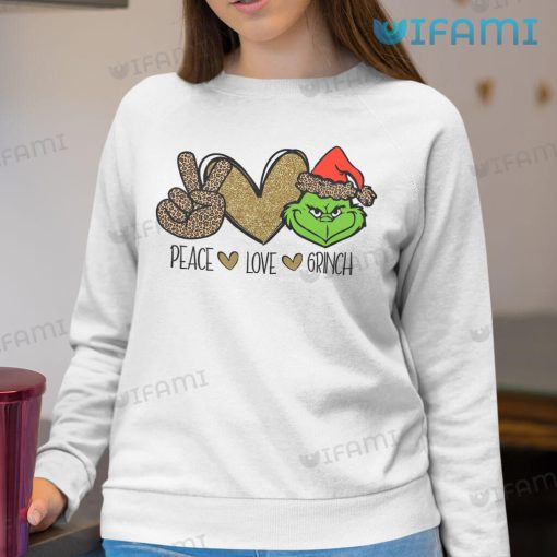 Peace Love Grinch Shirt Leopard Pattern Christmas Gift