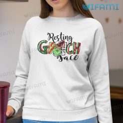 Resting Grinch Face Shirt Buffalo Leopard Pattern Christmas Sweatshirt