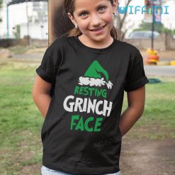 Resting Grinch Face Shirt Green Santa Hat Christmas Kid Tshirt