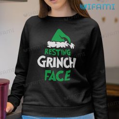 Resting Grinch Face Shirt Green Santa Hat Christmas Sweatshirt