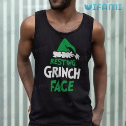Resting Grinch Face Shirt Green Santa Hat Christmas Tank Top