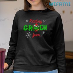 Resting Grinch Face Shirt Snowflakes Christmas Sweatshirt