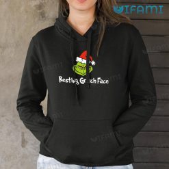 Resting Grinch Face Shirt With Santa Hat Christmas Hoodie