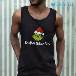 Resting Grinch Face Shirt With Santa Hat Christmas Tank Top