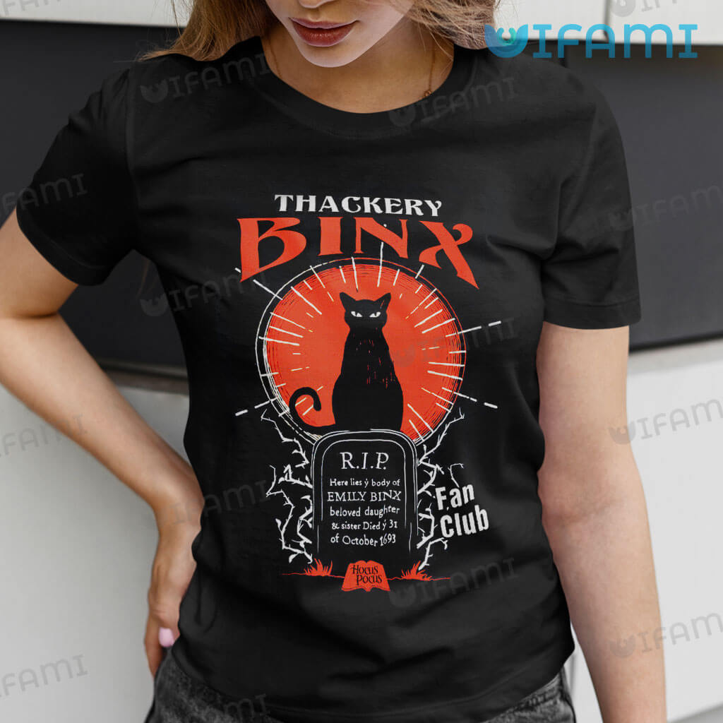 Thackery Binx Scary Black Cat With Headstone Shirt Hocus Pocus Gift
