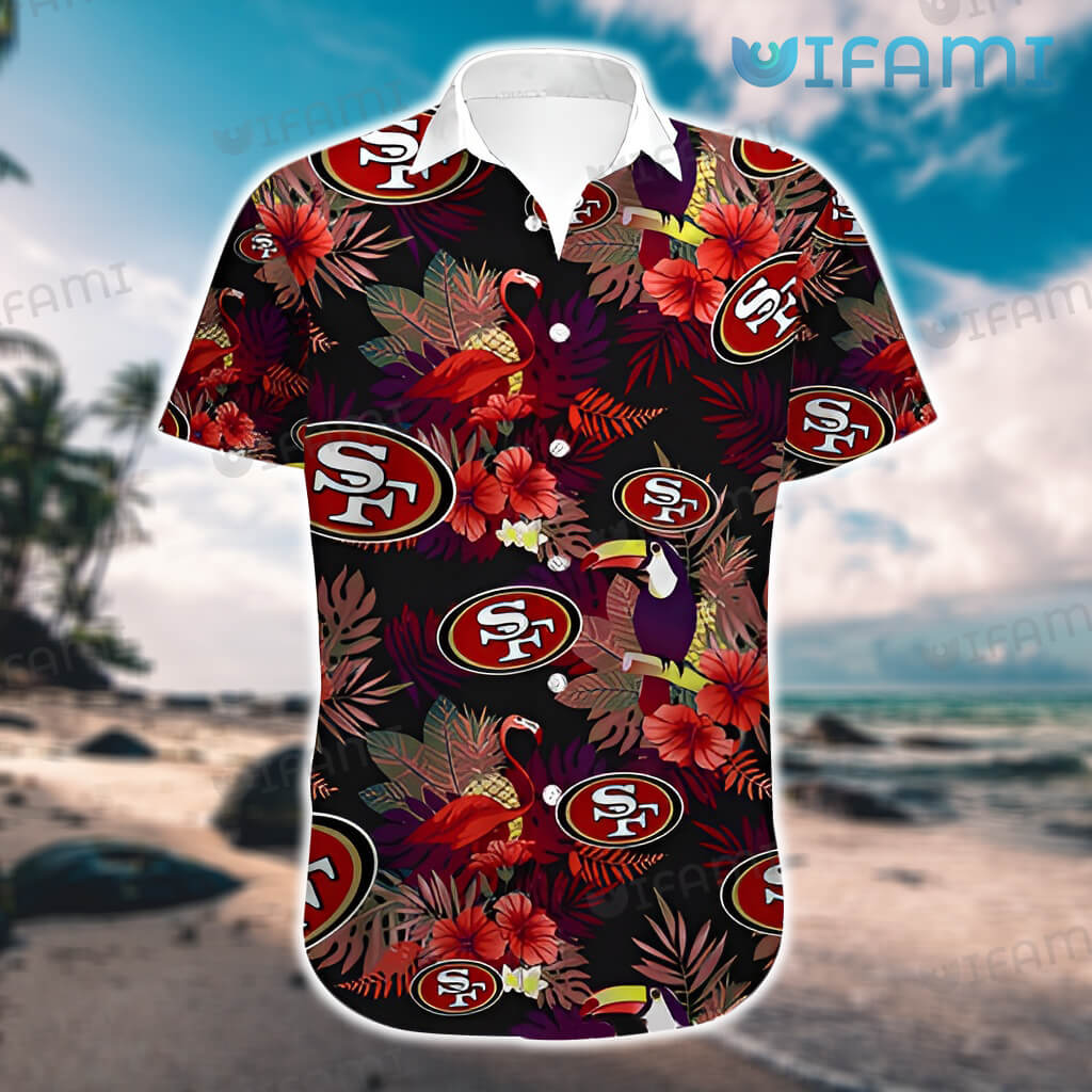 49ers Aloha Shirt Toucan And Flamingo Gift San Francisco 49ers Hawaii Shirt  - Personalized Gifts: Family, Sports, Occasions, Trending