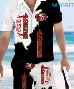 49ers Aloha Shirt White And Black Gift San Francisco 49ers Hawaii Shirt
