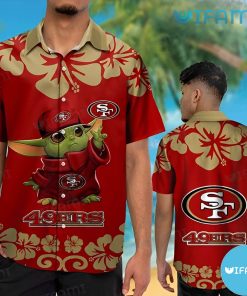 49ers Button Up Shirt Logo Pattern 49ers Hawaii Shirt Gift For Niners Fans