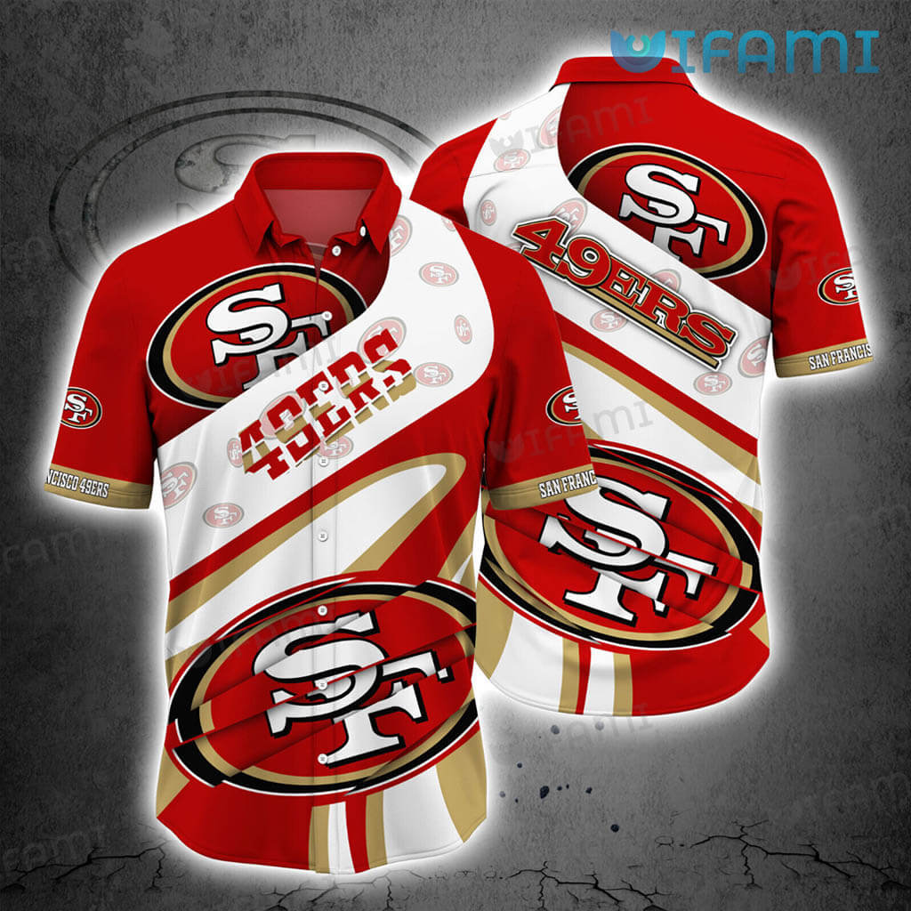 49ers Button Up Shirt Logo San Francisco 49ers Hawaii Shirt Gift For Niners Fans