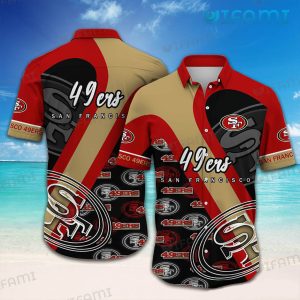 49ers Button Up Shirt Red And Black 49ers Hawaii Shirt Gift For Niners Fans